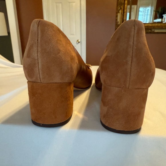 Tory Burch Gigi 55mm Pointy Toe Pump Calf Leather Silk Suede Size 7 - Picture 5 of 12